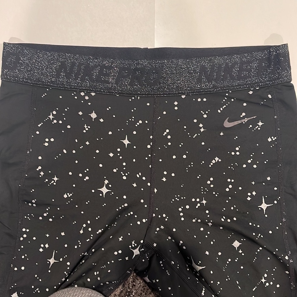 Nike Pro Black with Silver Star Print Dri-Fit Legging